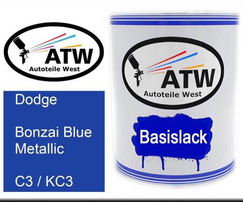 Dodge, Bonzai Blue Metallic, C3 / KC3: 1L Lackdose, von ATW Autoteile West.